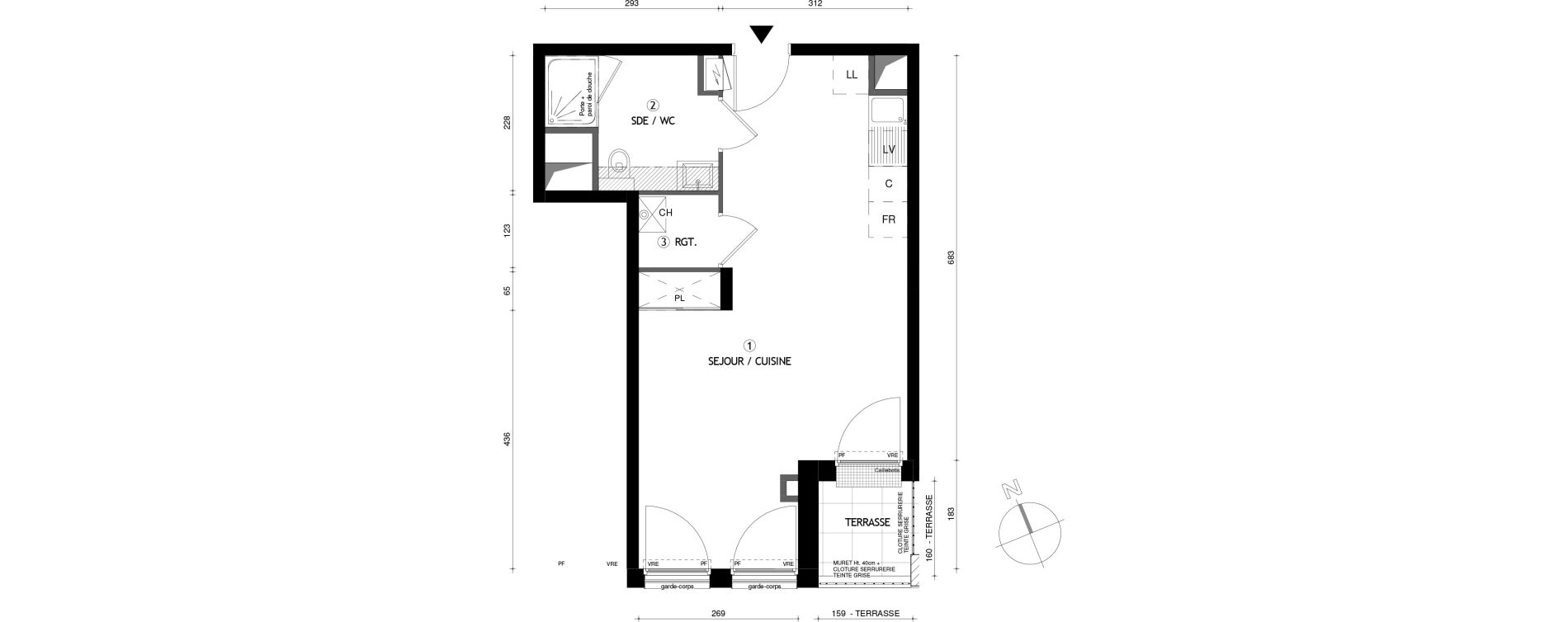 Appartement T1 de 37,40 m2 &agrave; Nantes Monselet