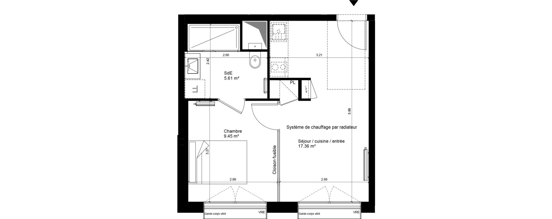 Appartement T2 de 32,42 m2 &agrave; Nantes Hauts pav&eacute;s - saint f&eacute;lix