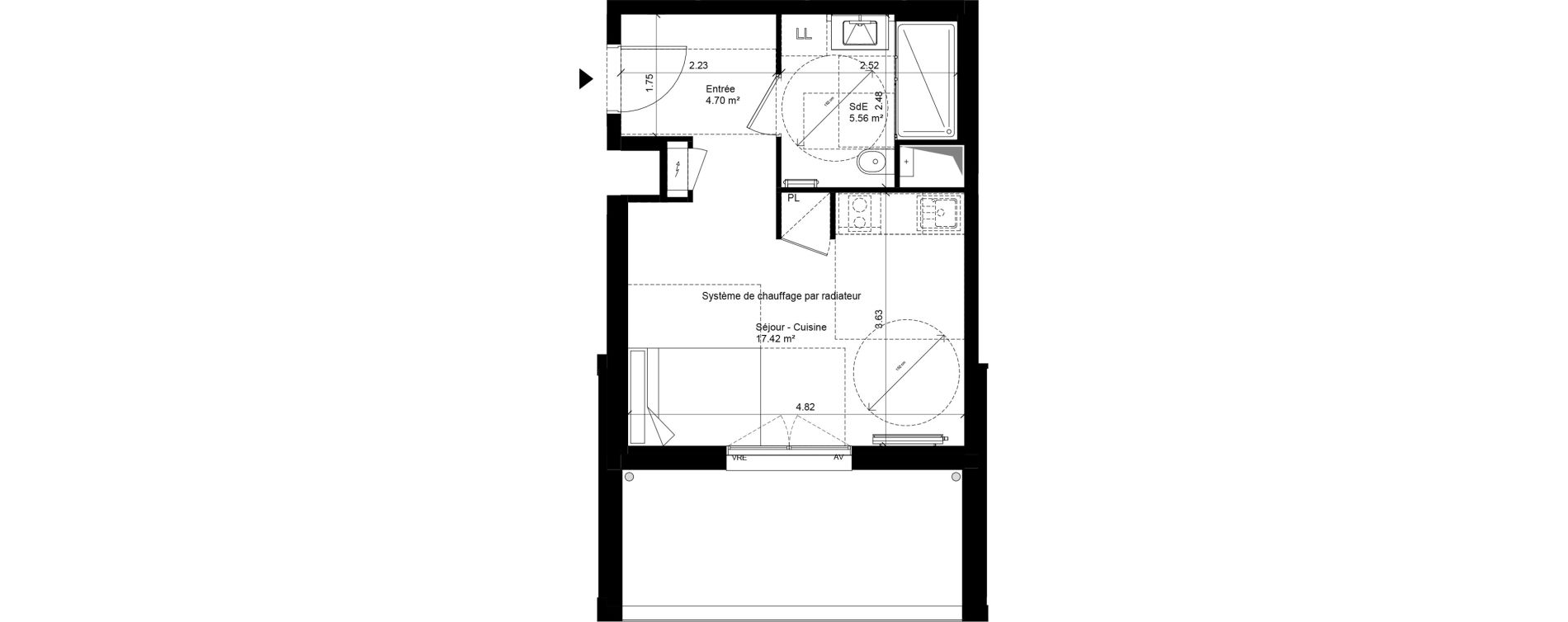 Appartement T1 de 27,68 m2 &agrave; Nantes Hauts pav&eacute;s - saint f&eacute;lix