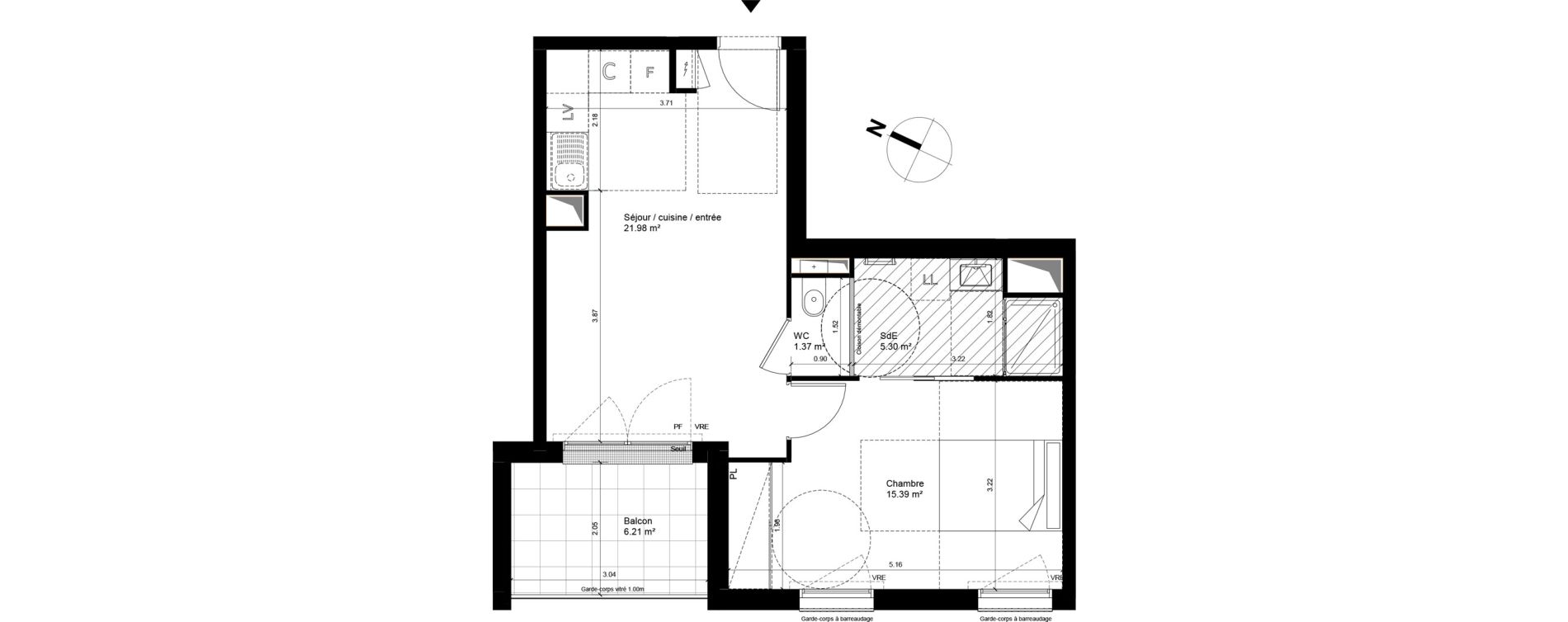 Appartement T2 de 44,04 m2 &agrave; Nantes Hauts pav&eacute;s - saint f&eacute;lix