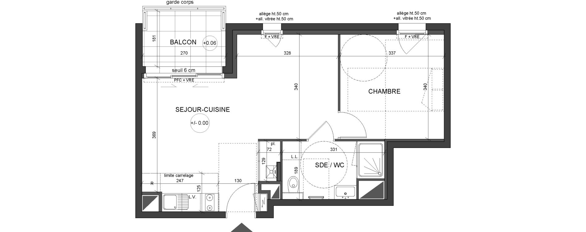 Appartement T2 de 43,60 m2 &agrave; Nantes Canclaux