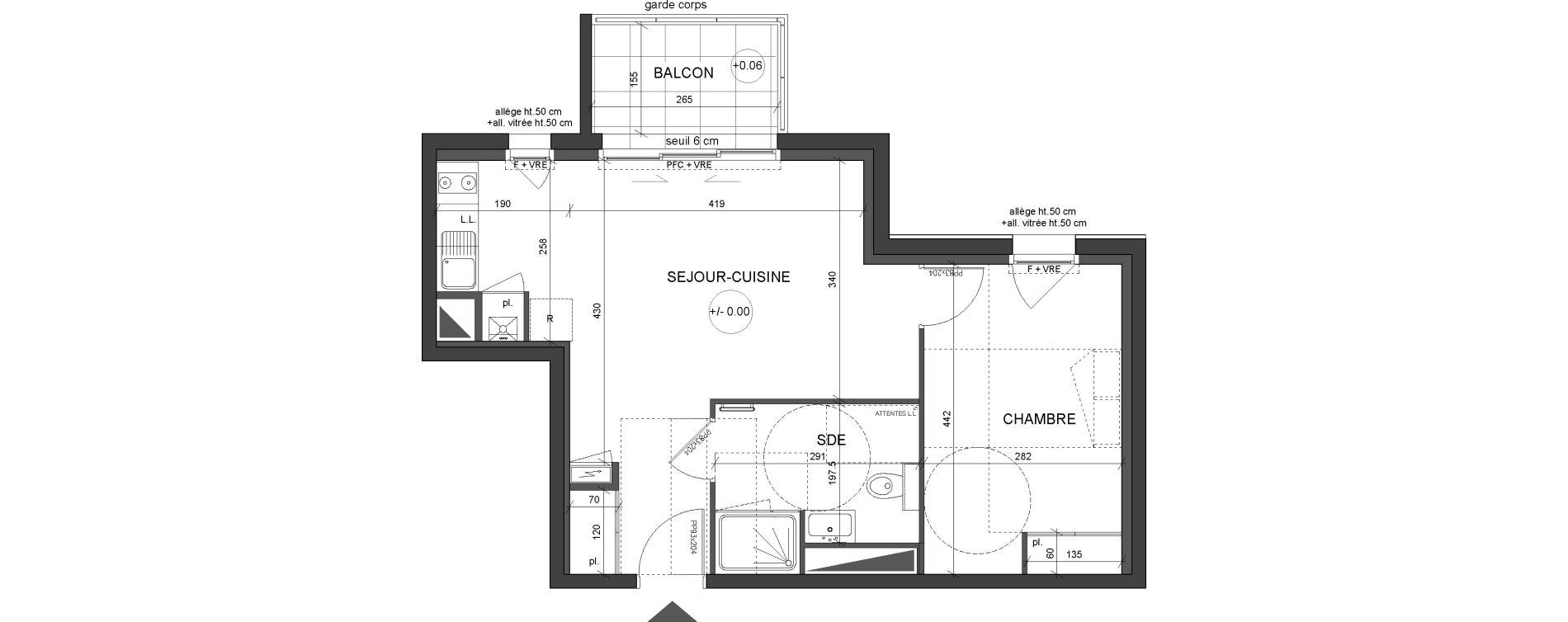 Appartement T2 de 43,50 m2 &agrave; Nantes Canclaux