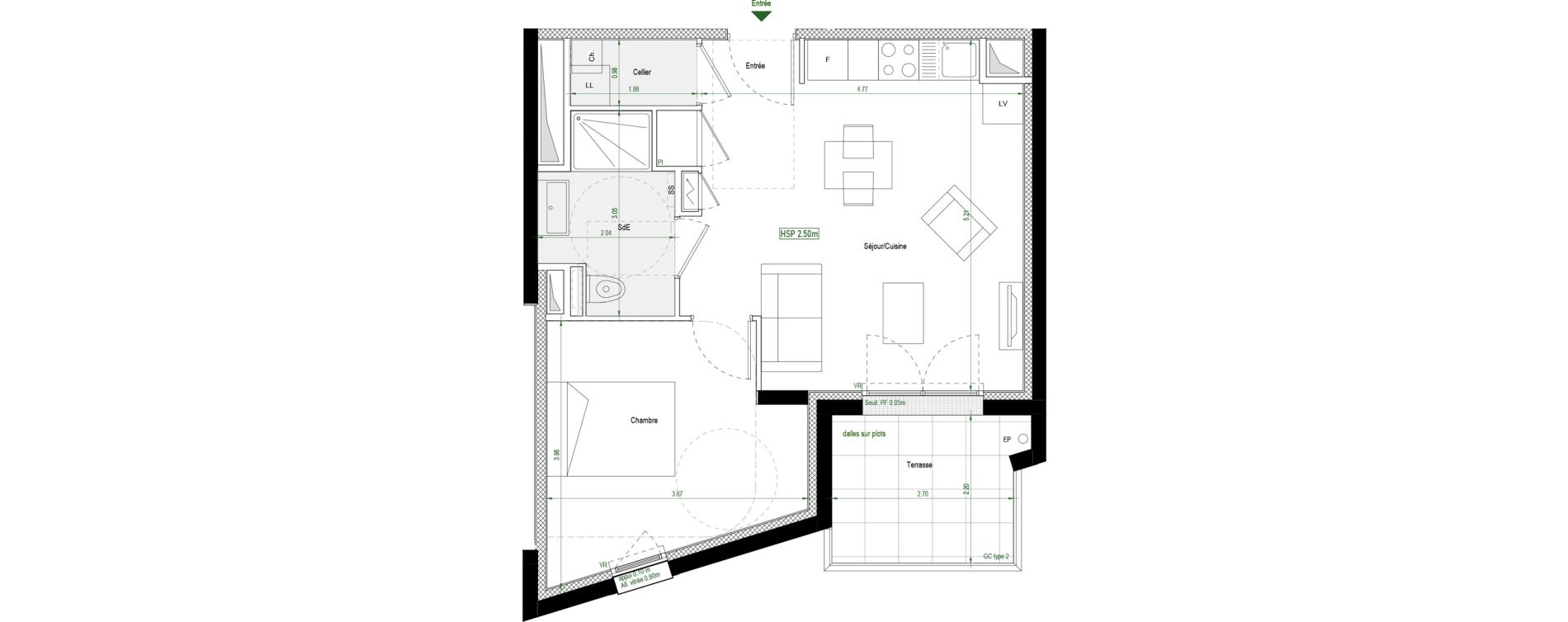 Appartement T2 de 43,30 m2 &agrave; Nantes Saint jacques