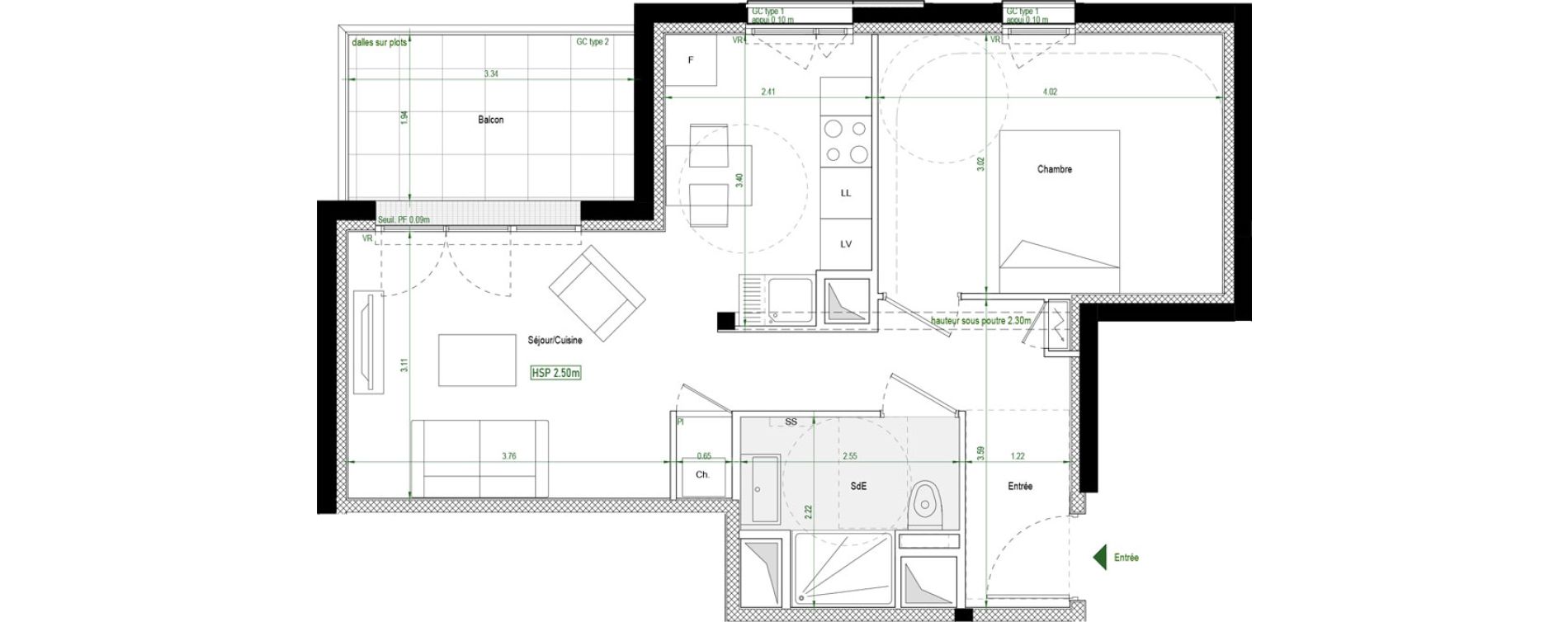 Appartement T2 de 44,40 m2 &agrave; Nantes Saint jacques