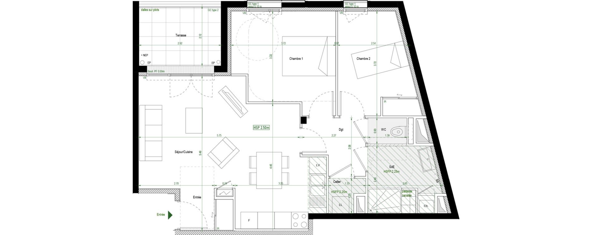 Appartement T3 de 62,90 m2 &agrave; Nantes Saint jacques