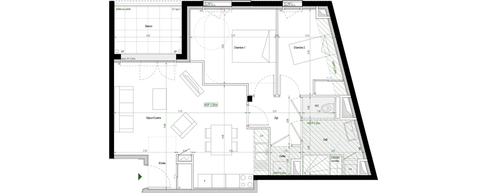 Appartement T3 de 62,70 m2 &agrave; Nantes Saint jacques