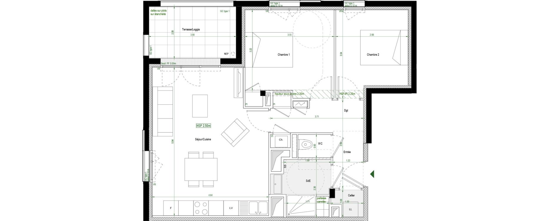 Appartement T3 de 62,50 m2 &agrave; Nantes Saint jacques