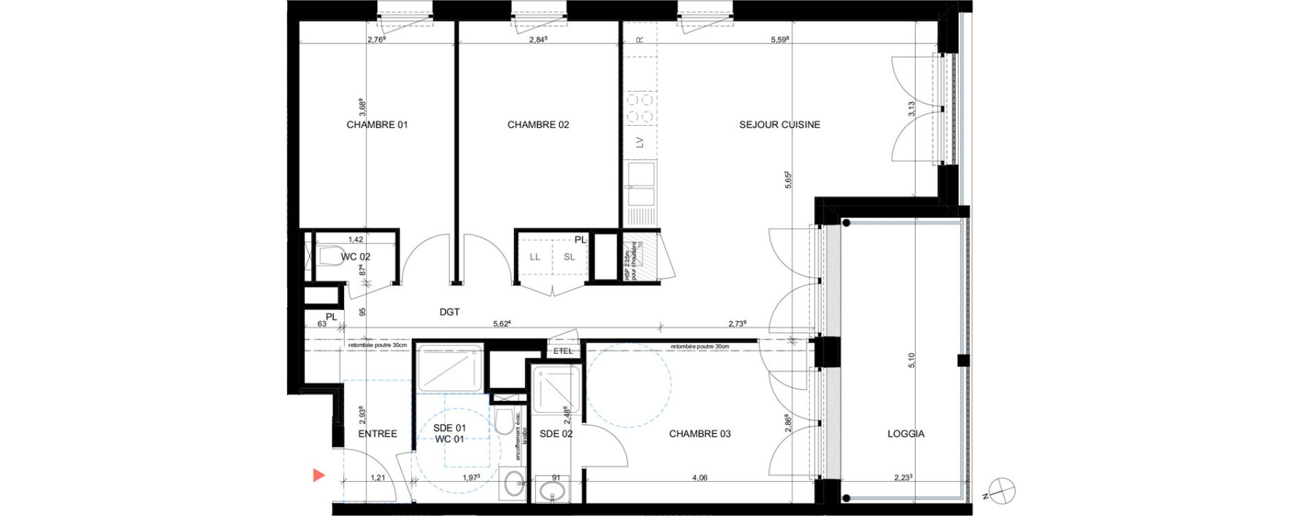 Appartement T4 de 78,70 m2 &agrave; Nantes Ouche buron