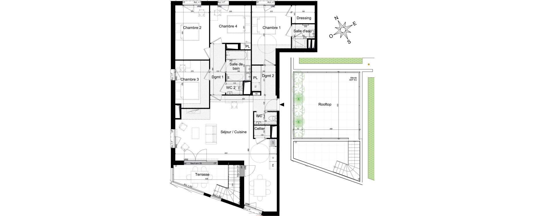Appartement T5 de 113,75 m2 &agrave; Nantes Zola