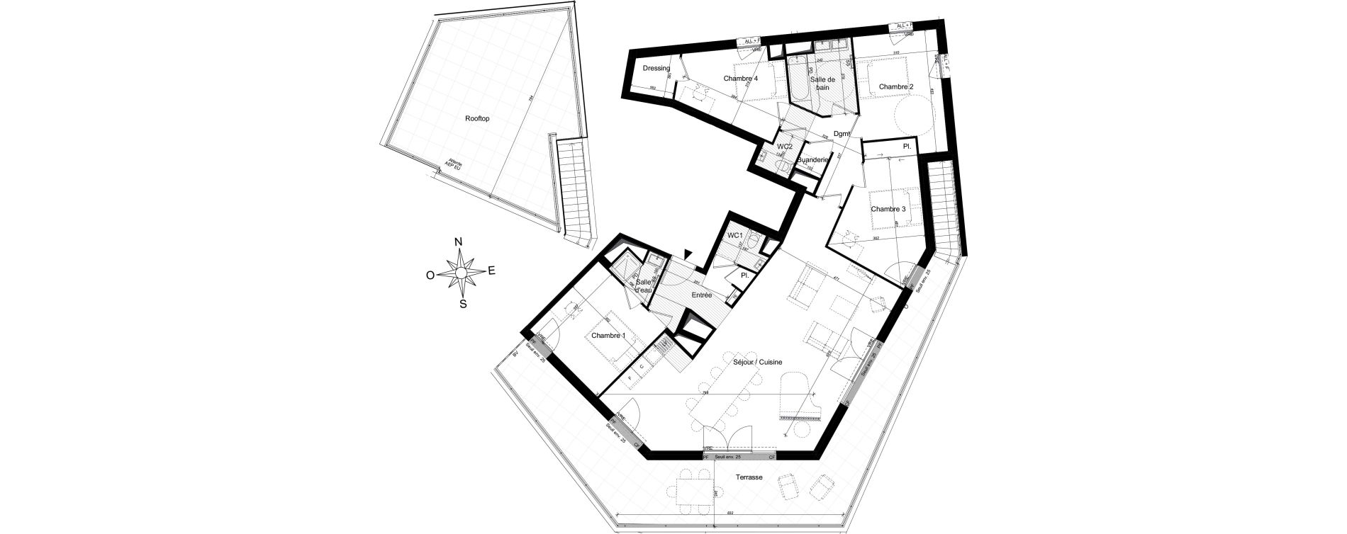 Appartement T5 de 129,22 m2 &agrave; Nantes Zola