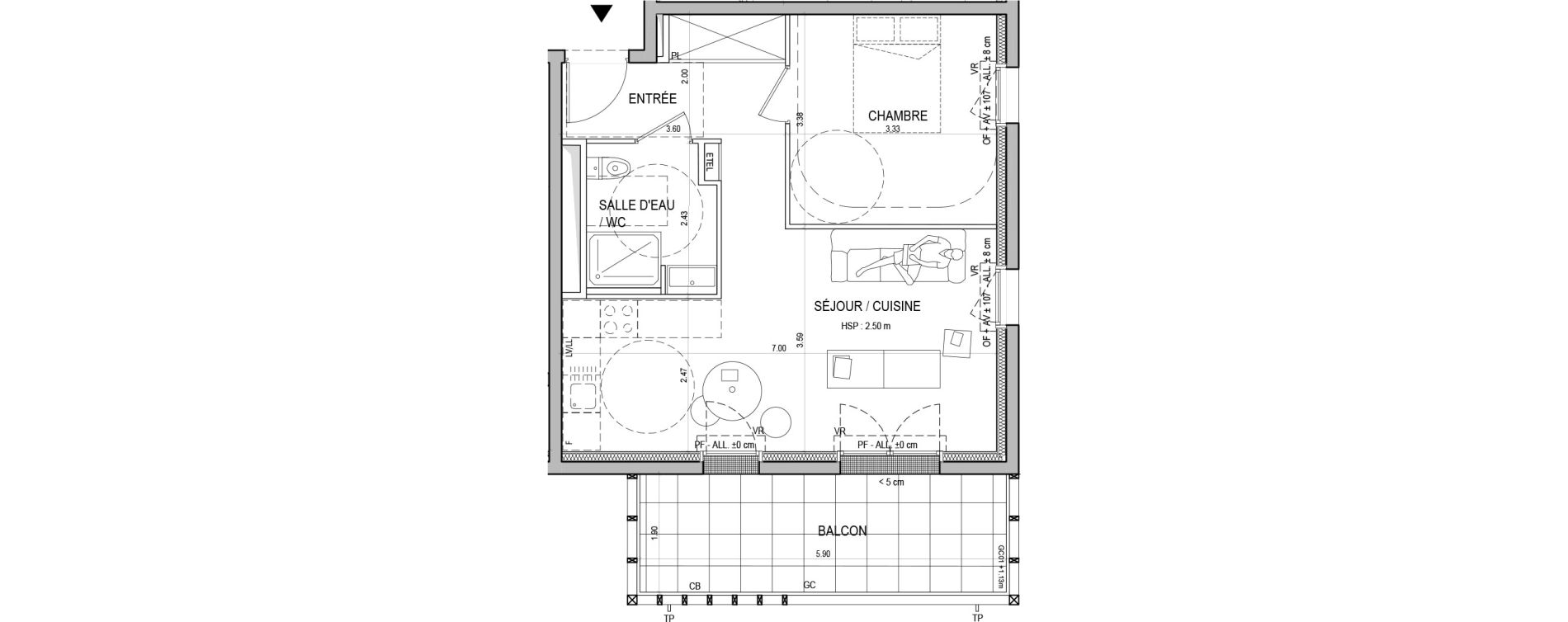 Appartement T2 de 45,70 m2 &agrave; Nantes Natur&eacute;o