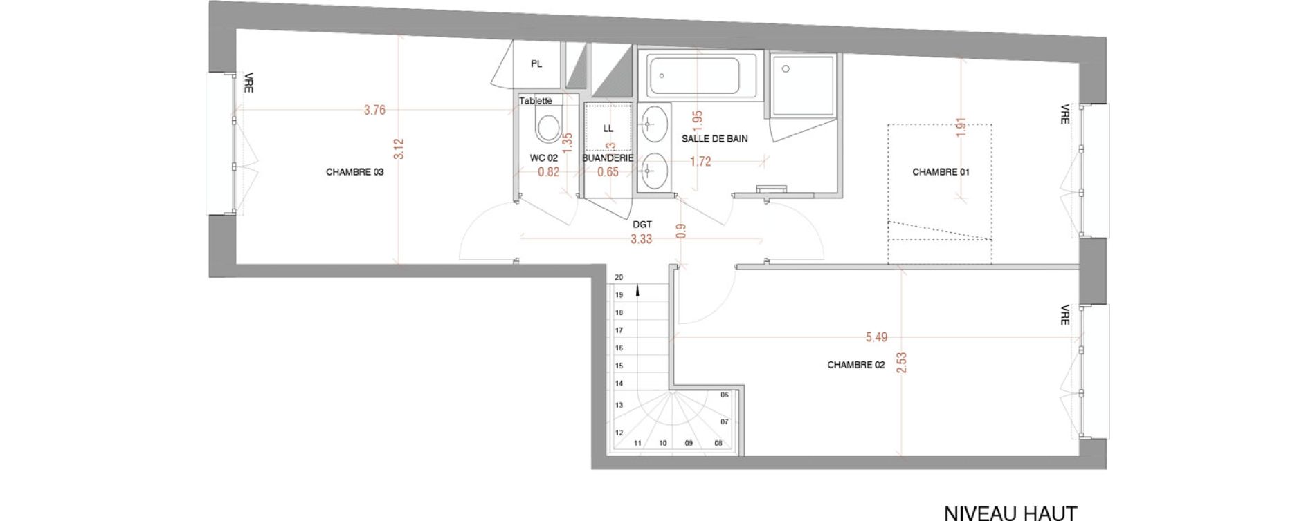 Duplex T4 de 95,65 m2 &agrave; Nantes R&eacute;publique