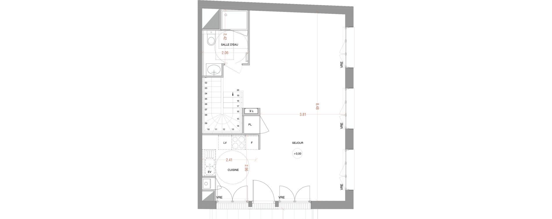 Souplex T4 de 99,94 m2 &agrave; Nantes R&eacute;publique