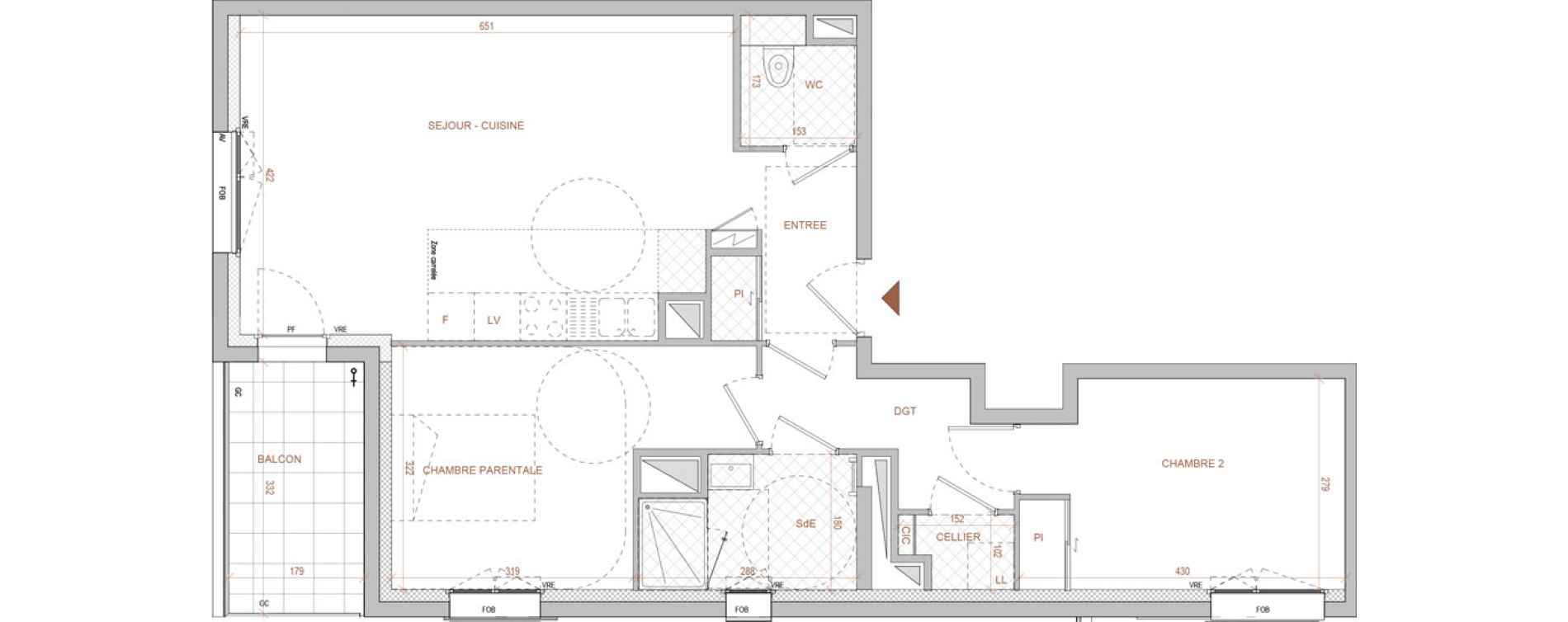 Appartement T3 de 67,50 m2 &agrave; Nantes Beausejour