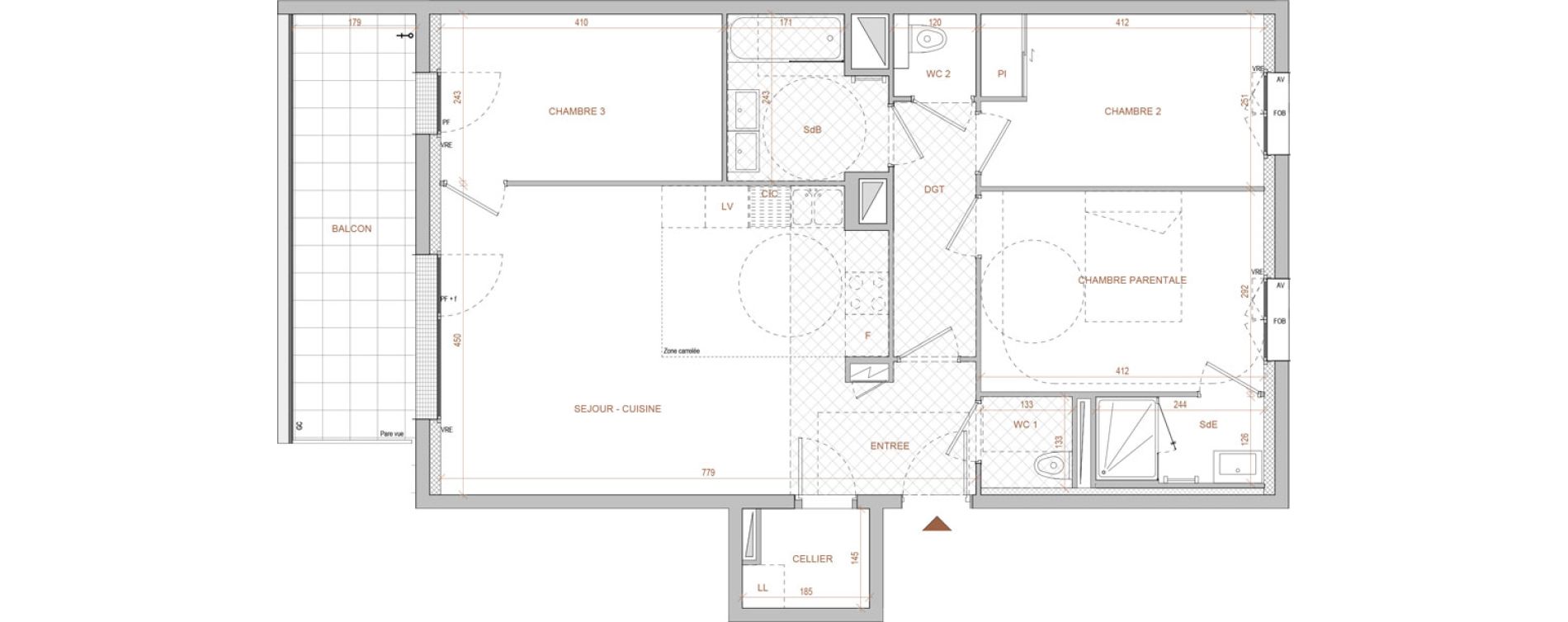 Appartement T4 de 81,70 m2 &agrave; Nantes Beausejour