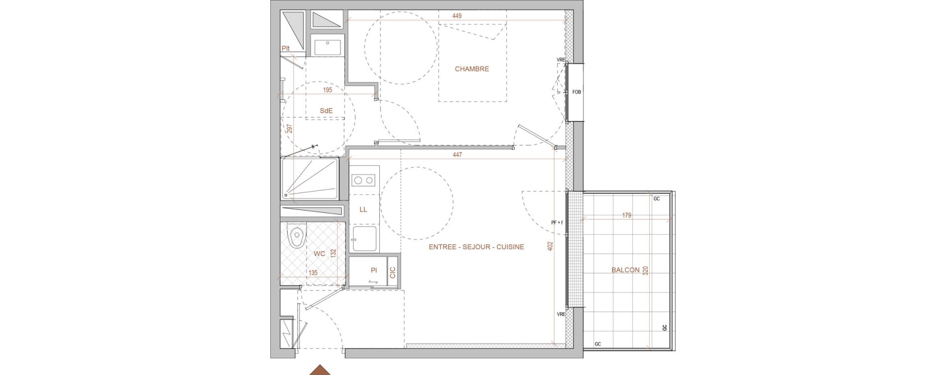 Appartement T2 de 38,00 m2 &agrave; Nantes Beausejour