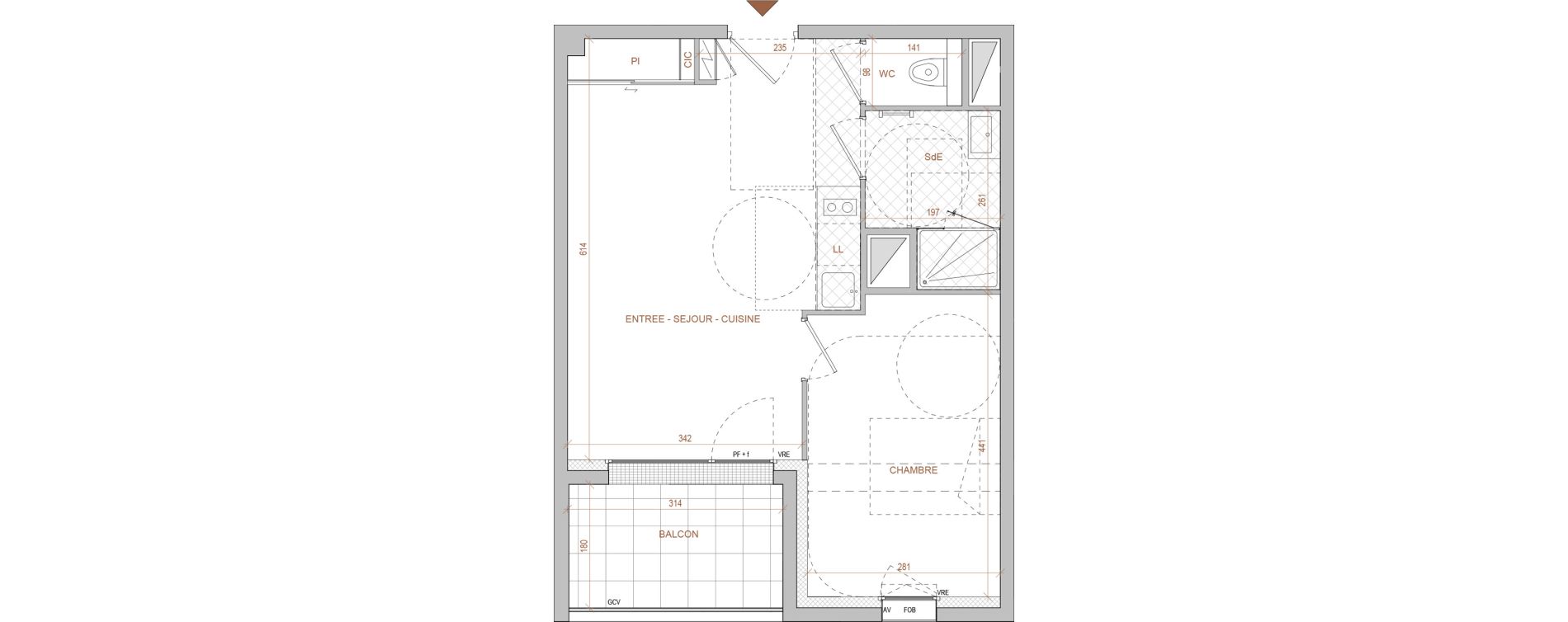 Appartement T2 de 41,80 m2 &agrave; Nantes Beausejour