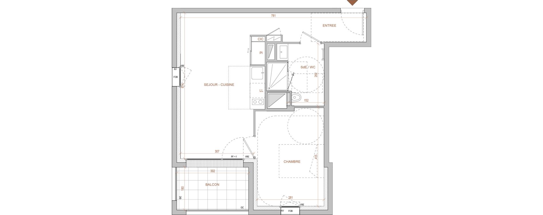 Appartement T2 de 42,60 m2 &agrave; Nantes Beausejour