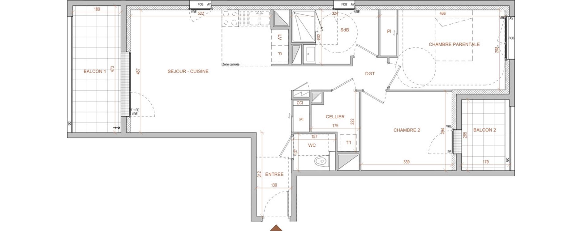 Appartement T3 de 69,50 m2 &agrave; Nantes Beausejour