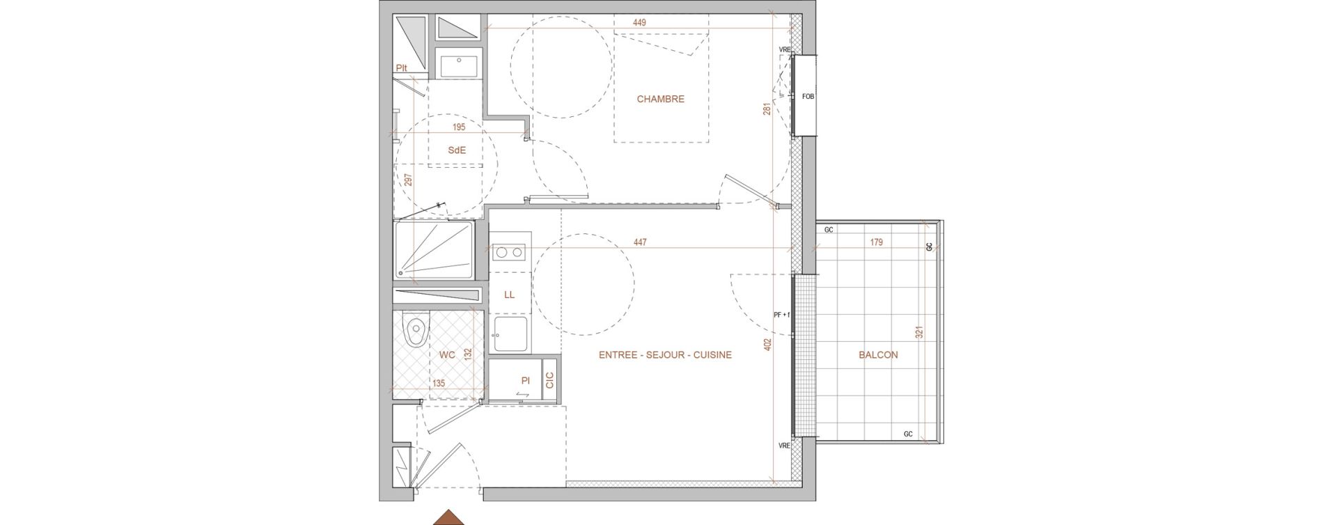 Appartement T2 de 38,00 m2 &agrave; Nantes Beausejour