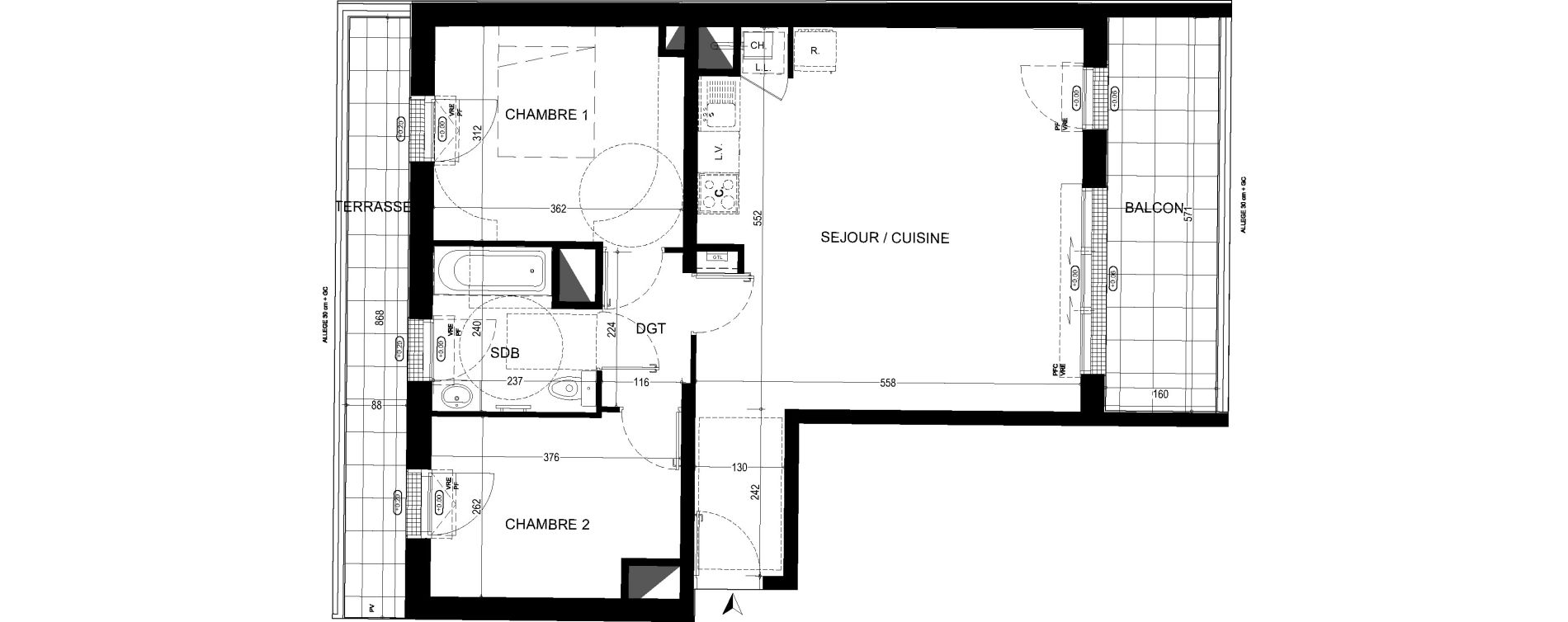 Appartement T3 de 61,55 m2 &agrave; Nantes Proce