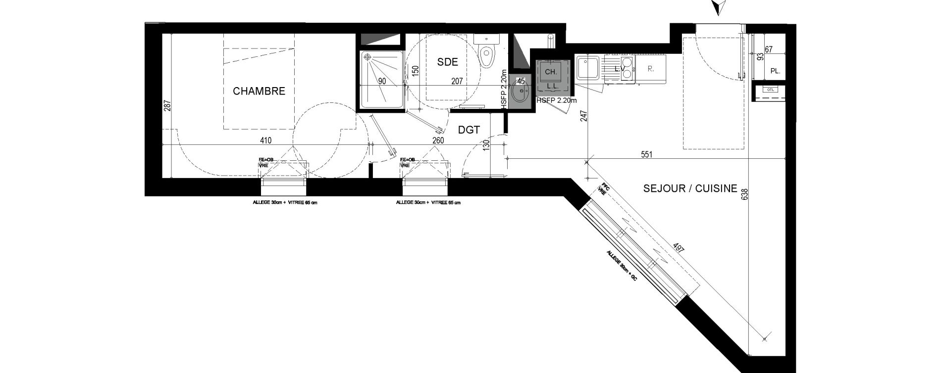 Appartement T2 de 41,38 m2 &agrave; Nantes Proce