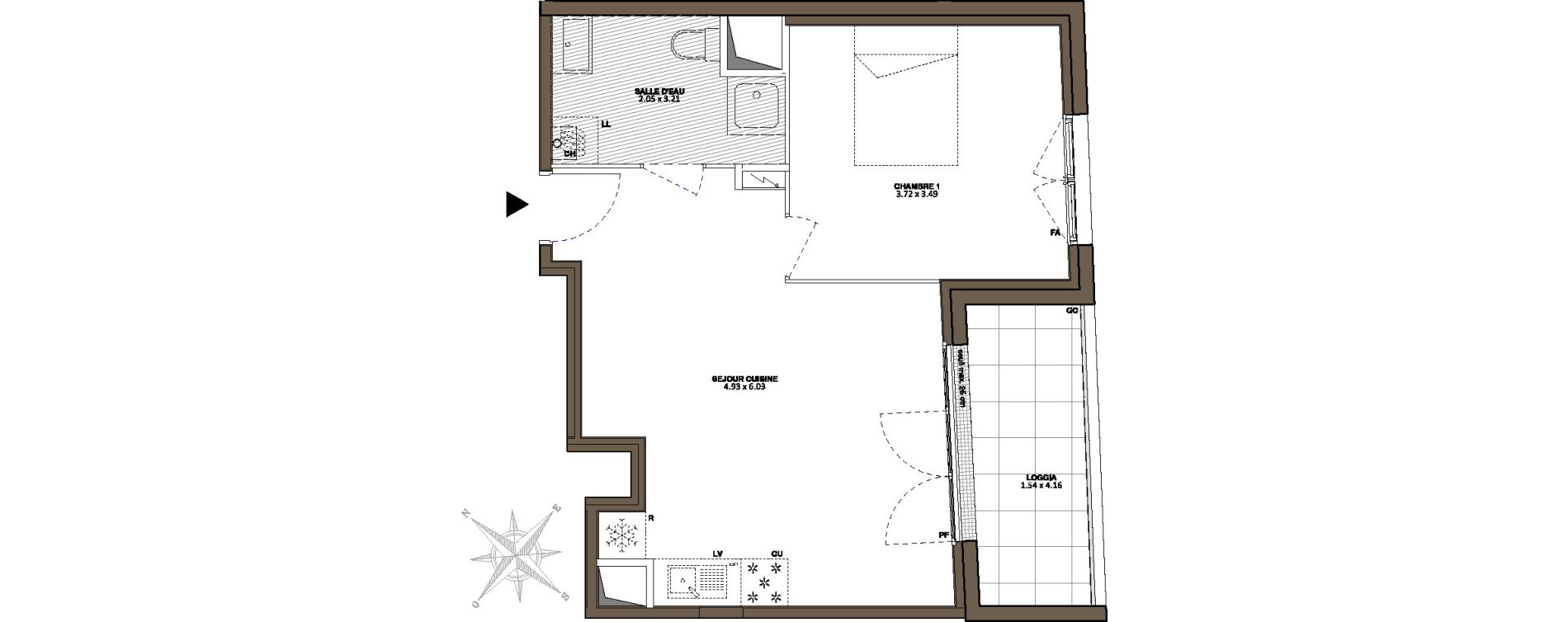 Appartement T2 de 44,43 m2 &agrave; Nantes La botti&egrave;re