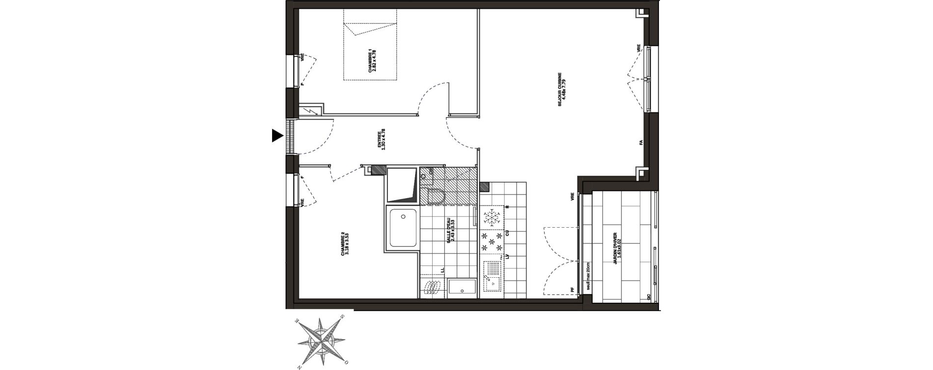 Appartement T3 de 64,03 m2 &agrave; Nantes La botti&egrave;re