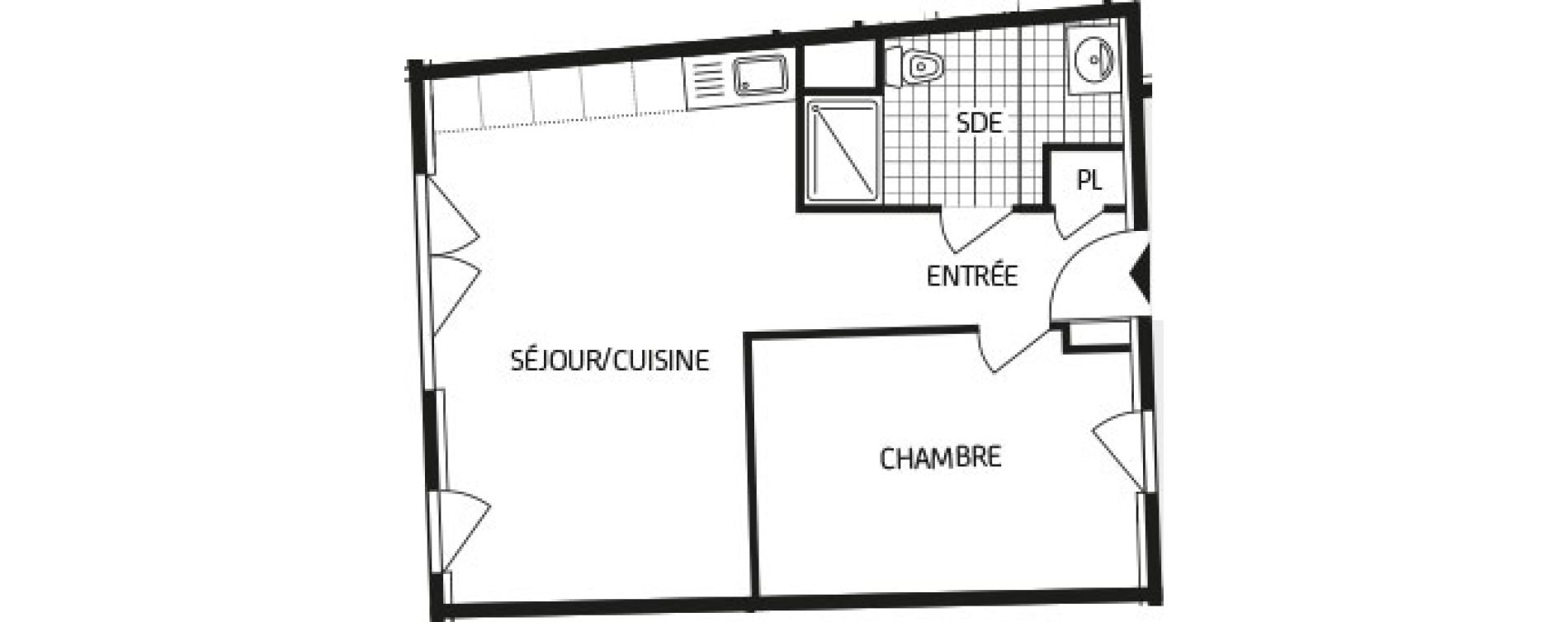 Appartement T2 de 43,00 m2 &agrave; Nantes Durantiere