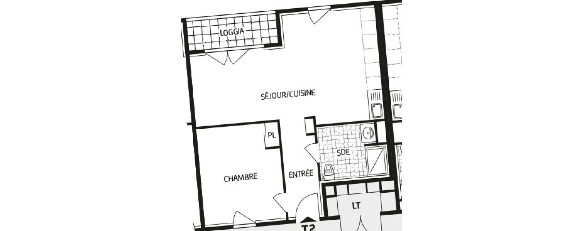 Appartement T2 de 49,49 m2 &agrave; Nantes Durantiere