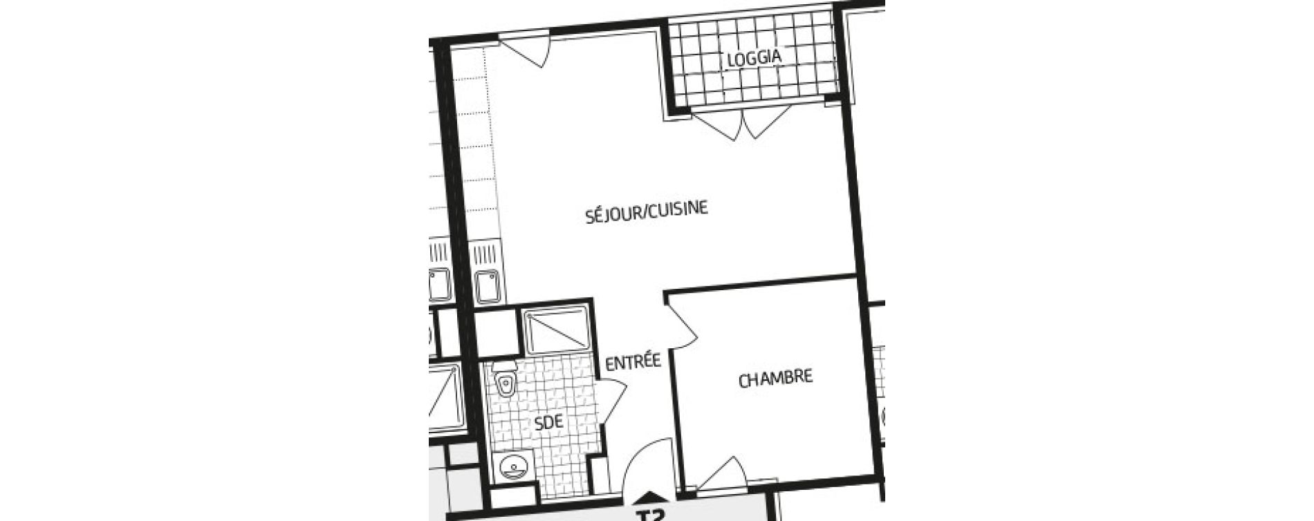 Appartement T2 de 46,85 m2 &agrave; Nantes Durantiere
