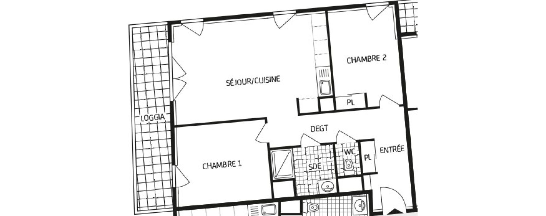 Appartement T3 de 63,39 m2 &agrave; Nantes Durantiere