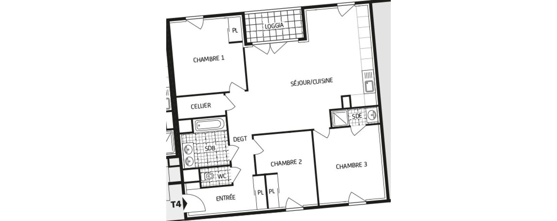 Appartement T4 de 90,03 m2 &agrave; Nantes Durantiere