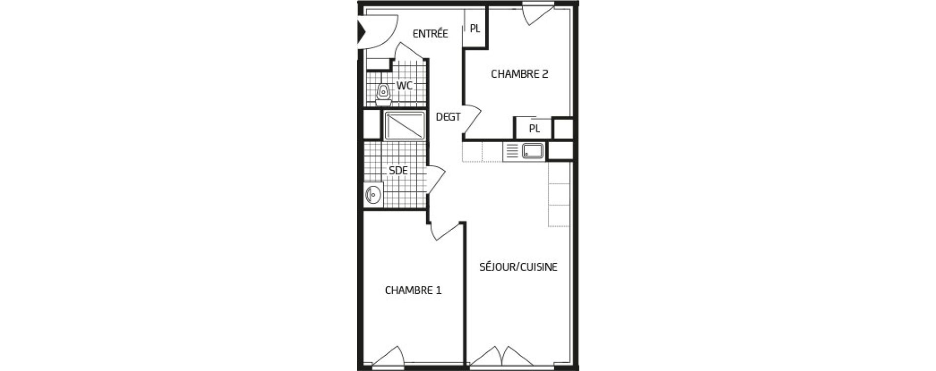 Appartement T3 de 52,78 m2 &agrave; Nantes Durantiere