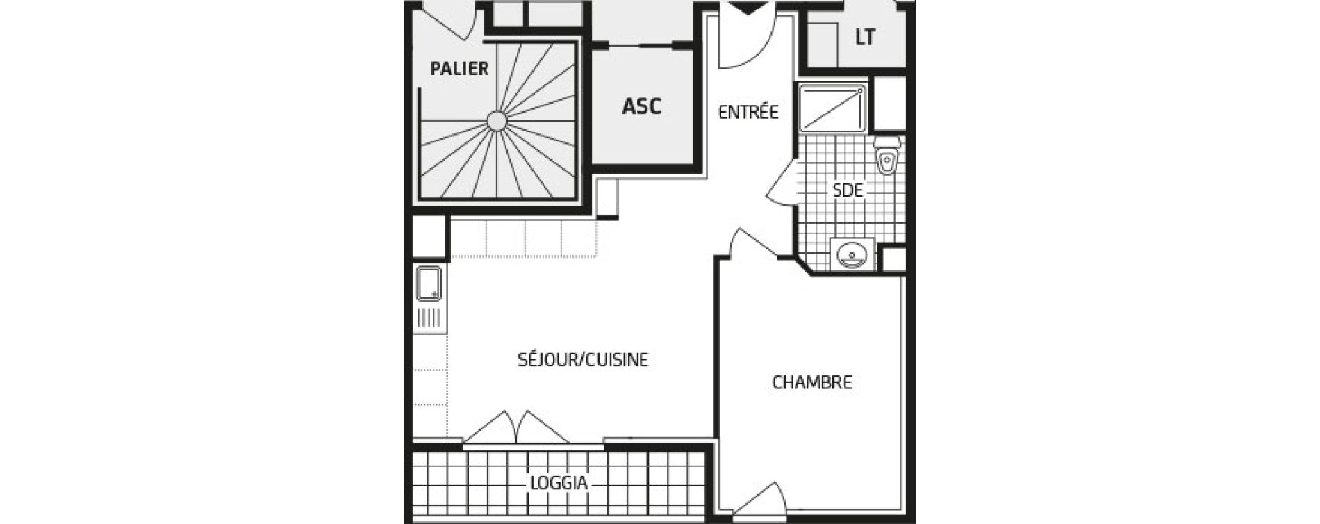 Appartement T2 de 39,87 m2 &agrave; Nantes Durantiere