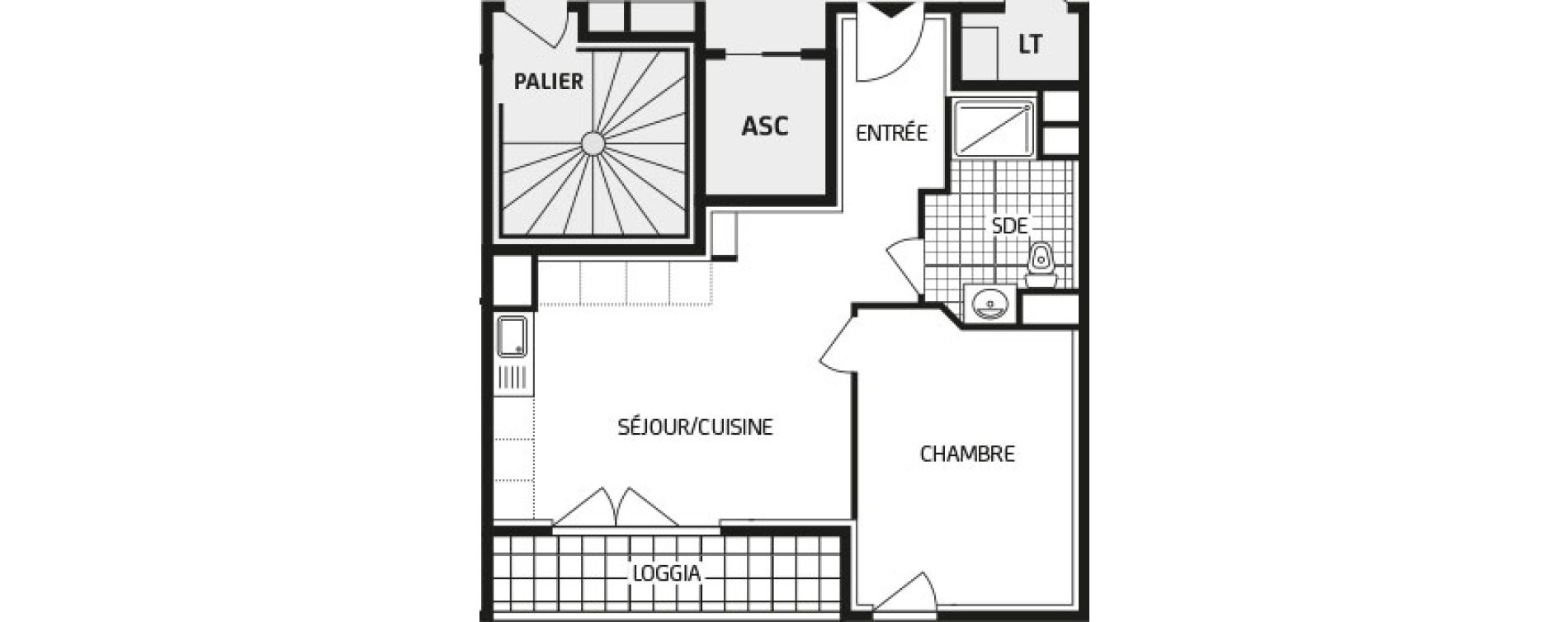 Appartement T2 de 39,39 m2 &agrave; Nantes Durantiere