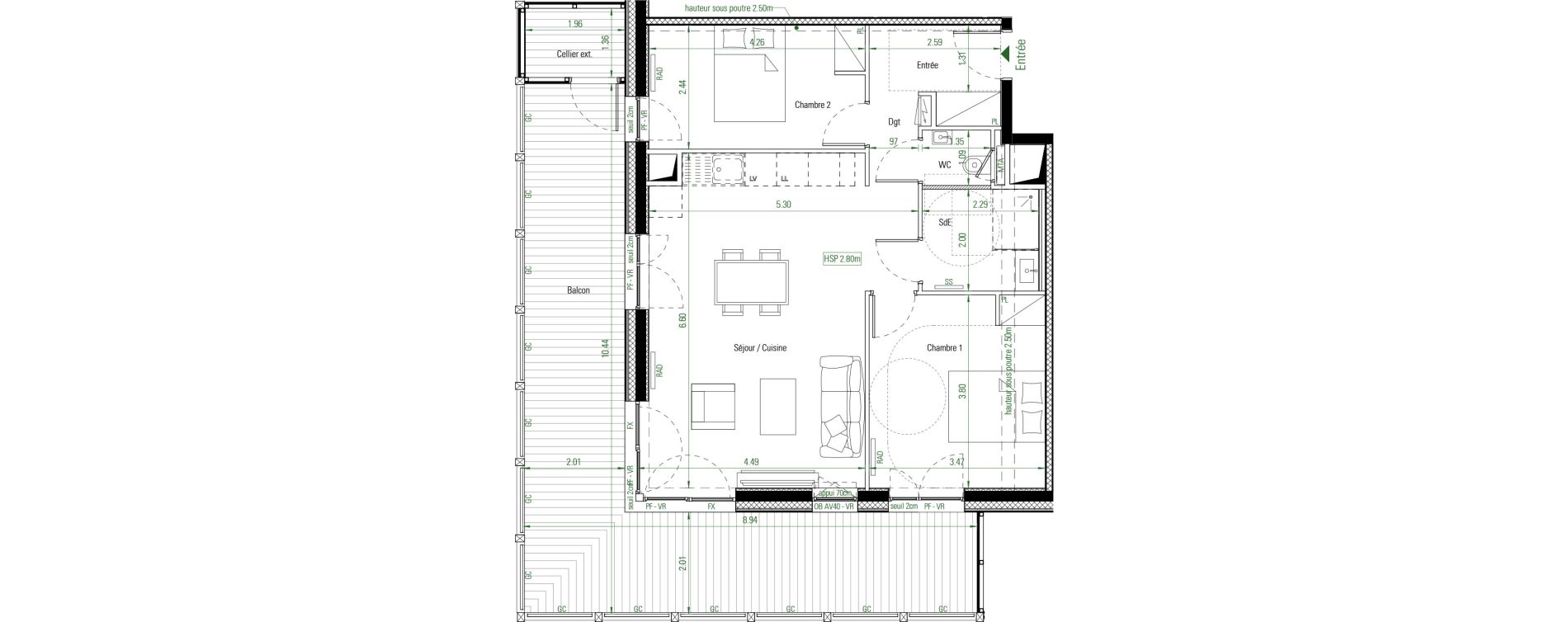 Appartement T3 de 65,49 m2 à Nantes La création