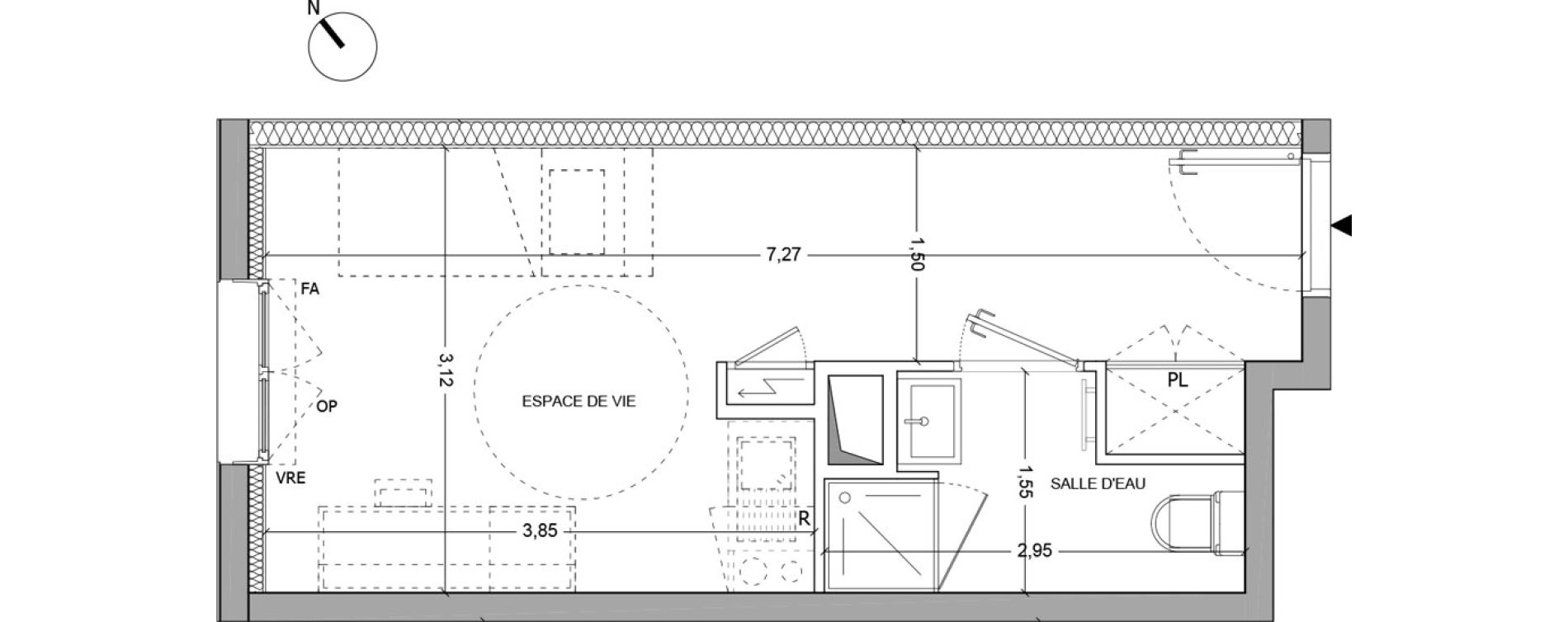 Appartement T1 de 20,98 m2 &agrave; Nantes Tortiere