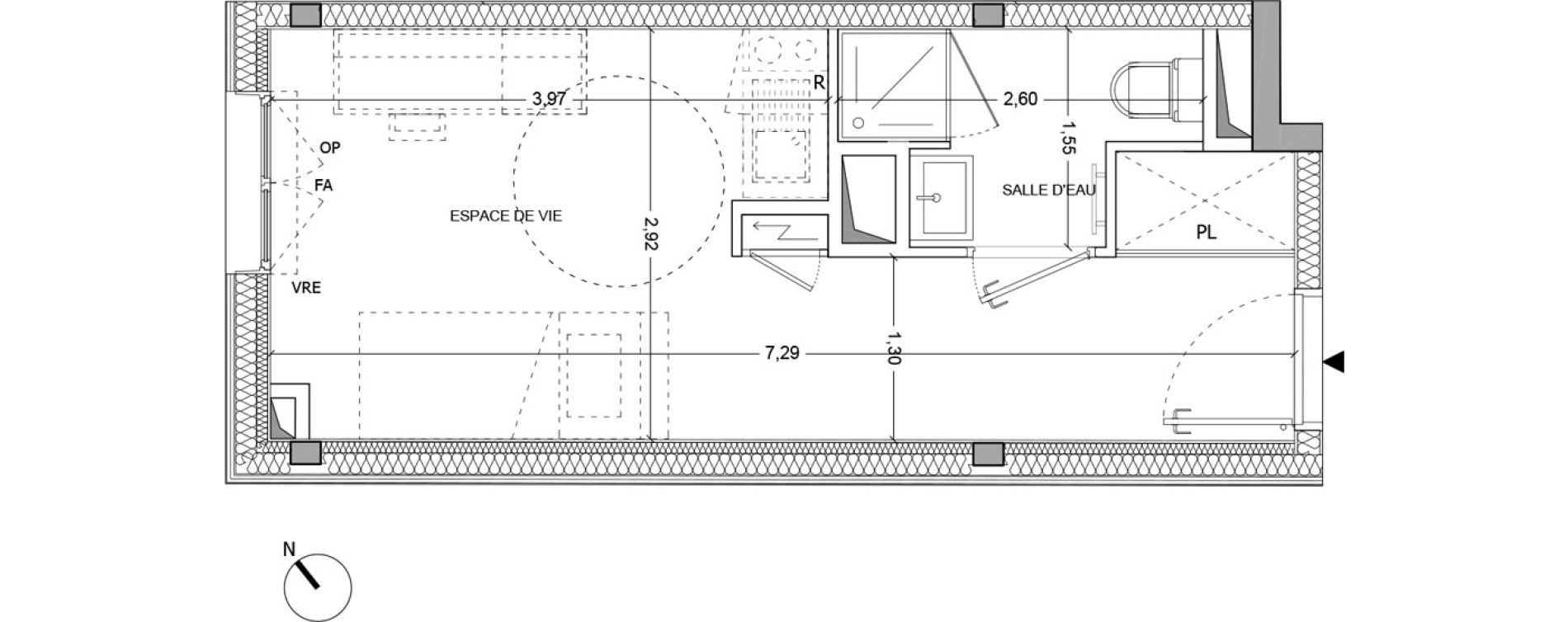 Appartement T1 de 19,61 m2 &agrave; Nantes Tortiere