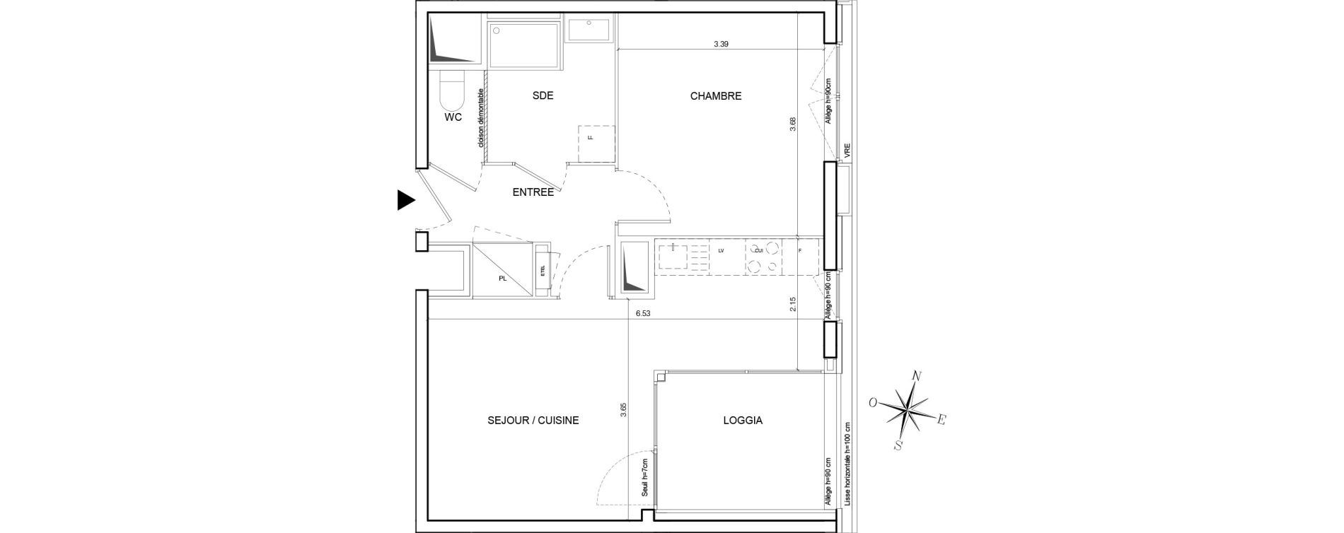 Appartement T2 de 44,00 m2 &agrave; Nantes Euronantes