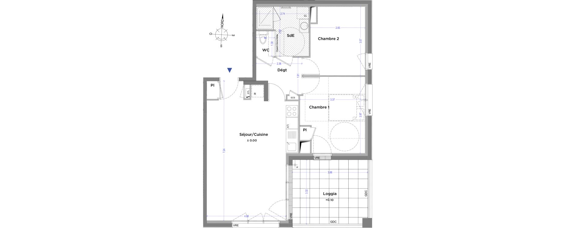 Appartement T3 de 63,76 m2 &agrave; Nantes Pont du cens