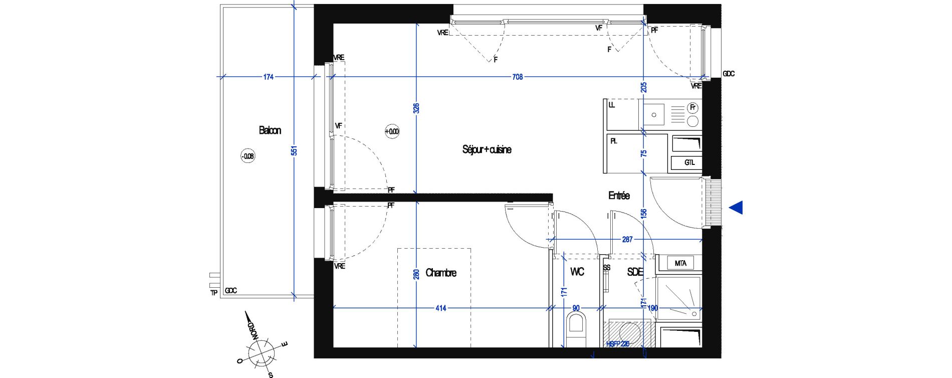 Appartement T2 de 41,50 m2 &agrave; Nantes Pont du cens