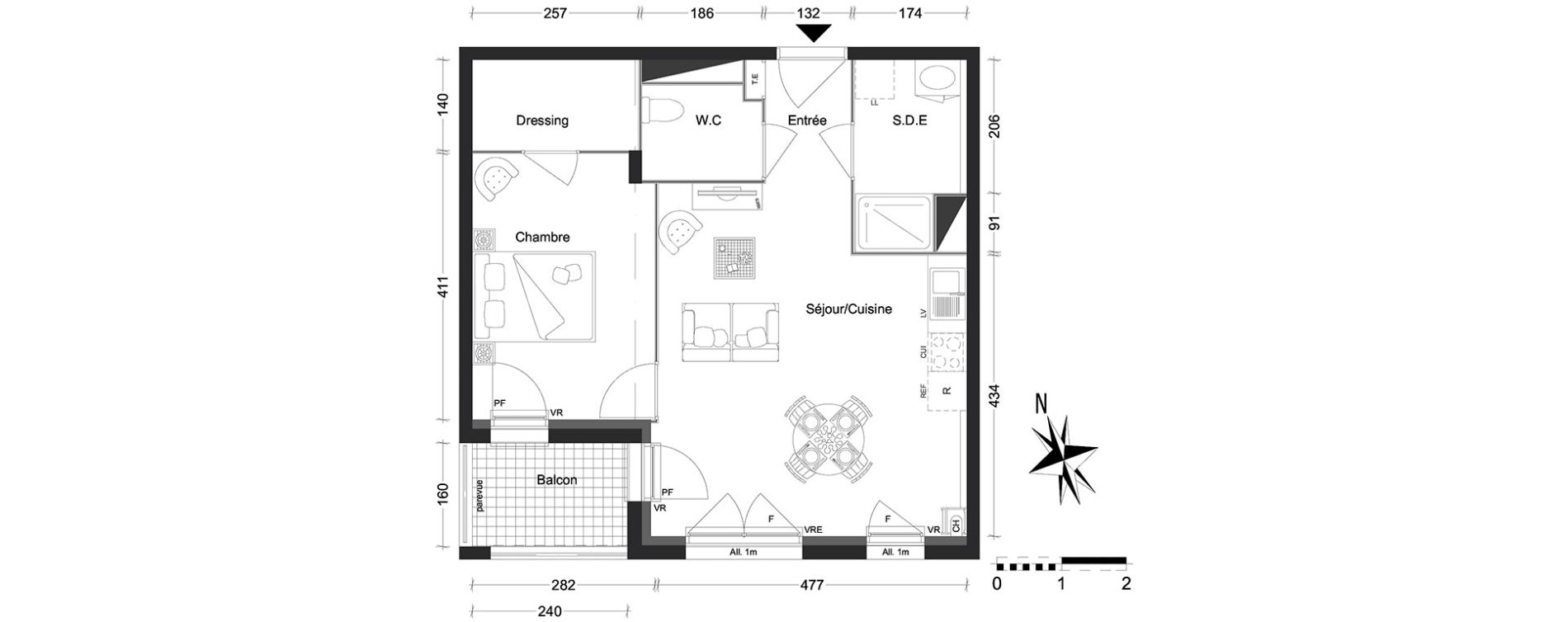 Appartement T2 de 49,09 m2 &agrave; Nantes La beaujoire