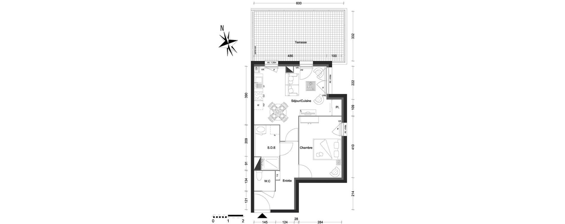 Appartement T2 de 45,47 m2 &agrave; Nantes La beaujoire