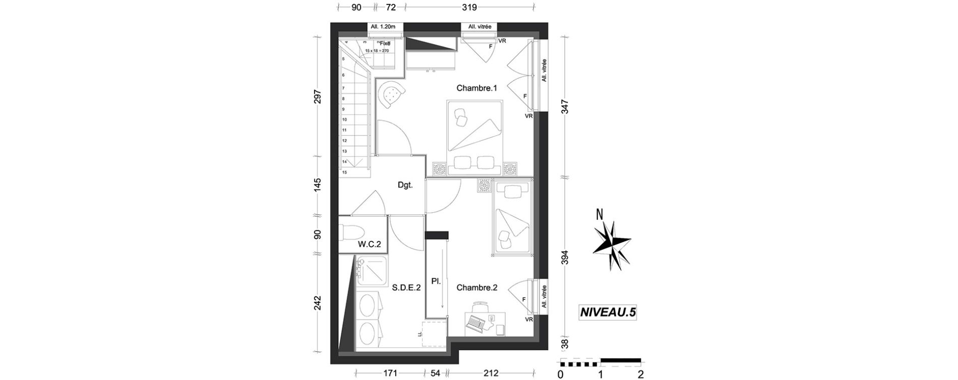 Duplex T3 de 74,16 m2 &agrave; Nantes La beaujoire