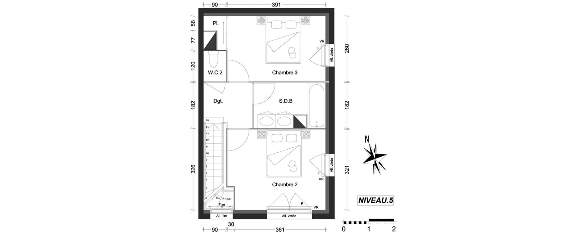 Duplex T4 de 82,26 m2 &agrave; Nantes La beaujoire