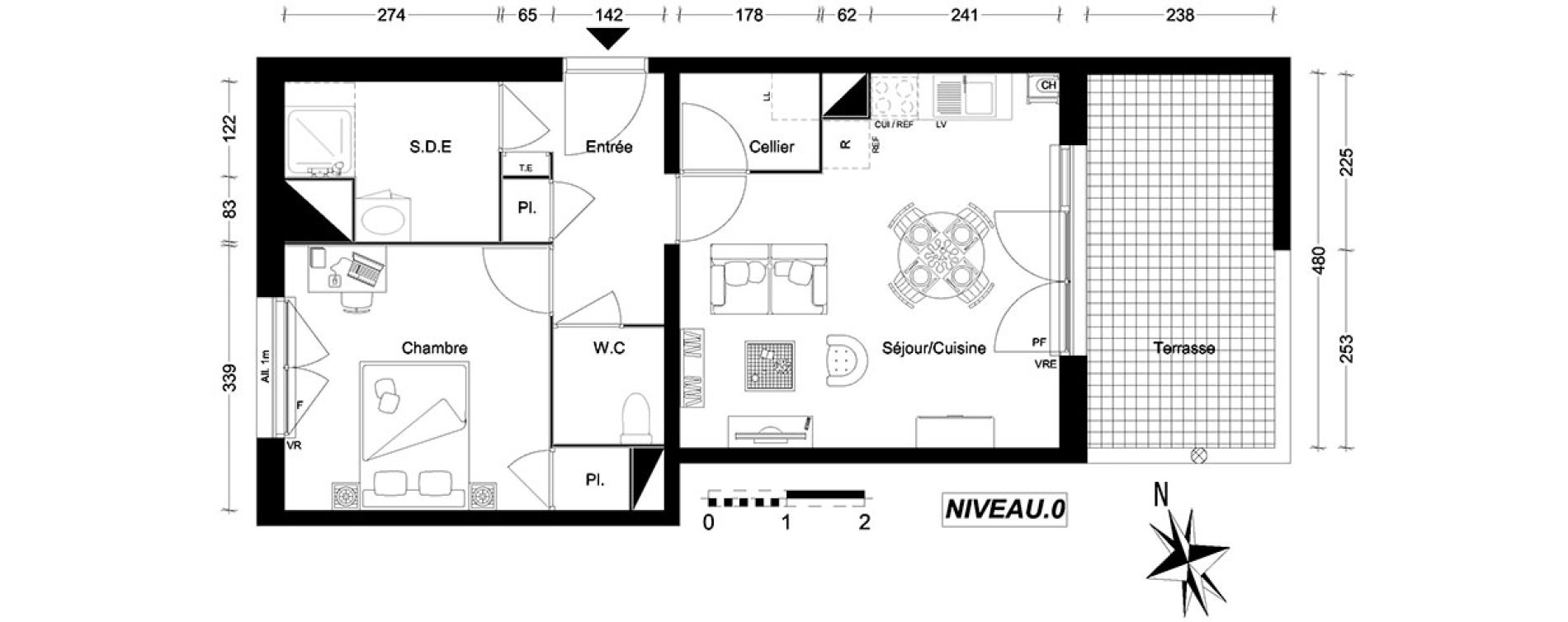 Appartement T2 de 47,74 m2 &agrave; Nantes La beaujoire