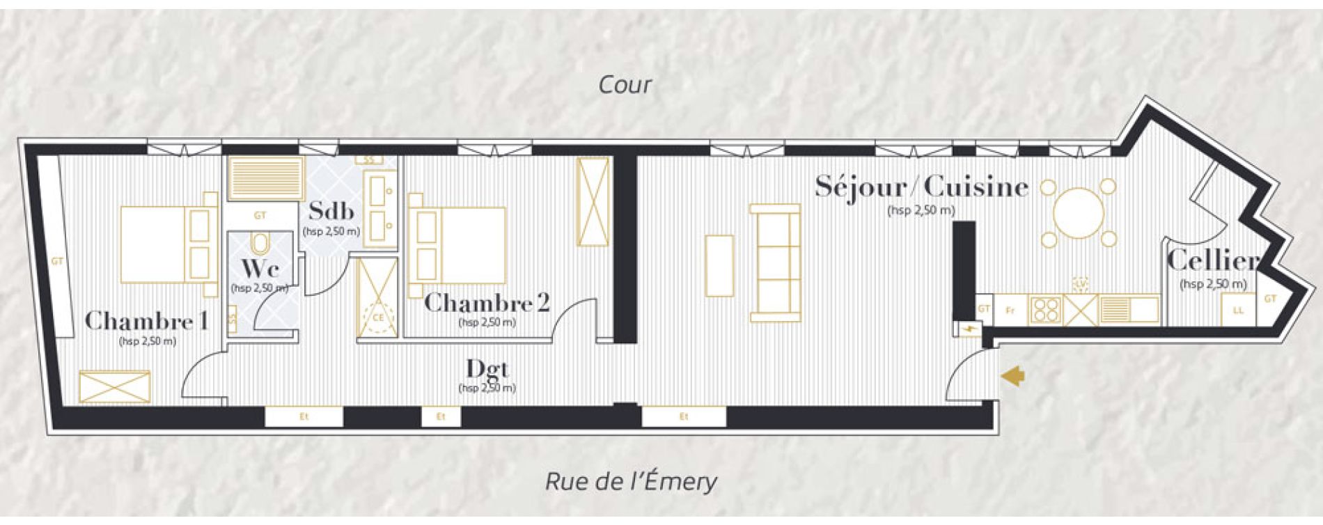Appartement T3 de 82,71 m2 &agrave; Nantes Decr&eacute; - cath&eacute;drale