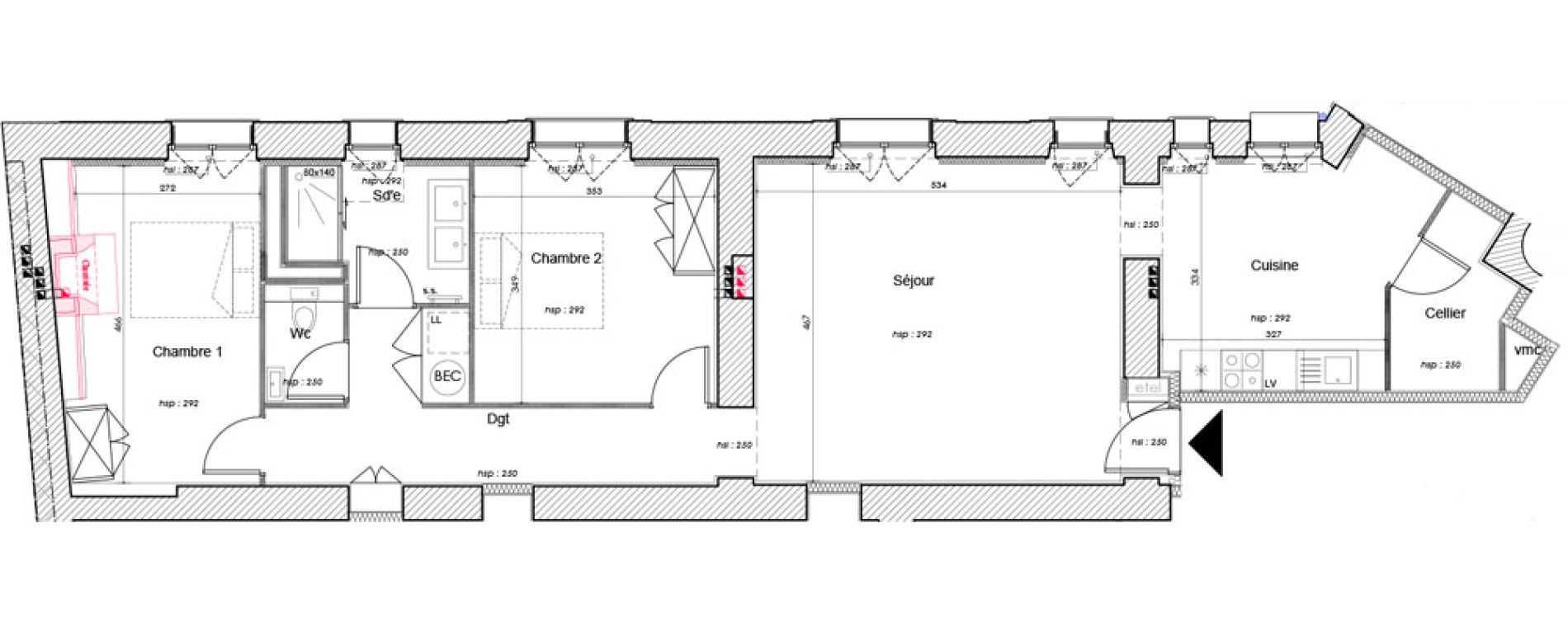 Appartement T3 de 85,52 m2 &agrave; Nantes Decr&eacute; - cath&eacute;drale