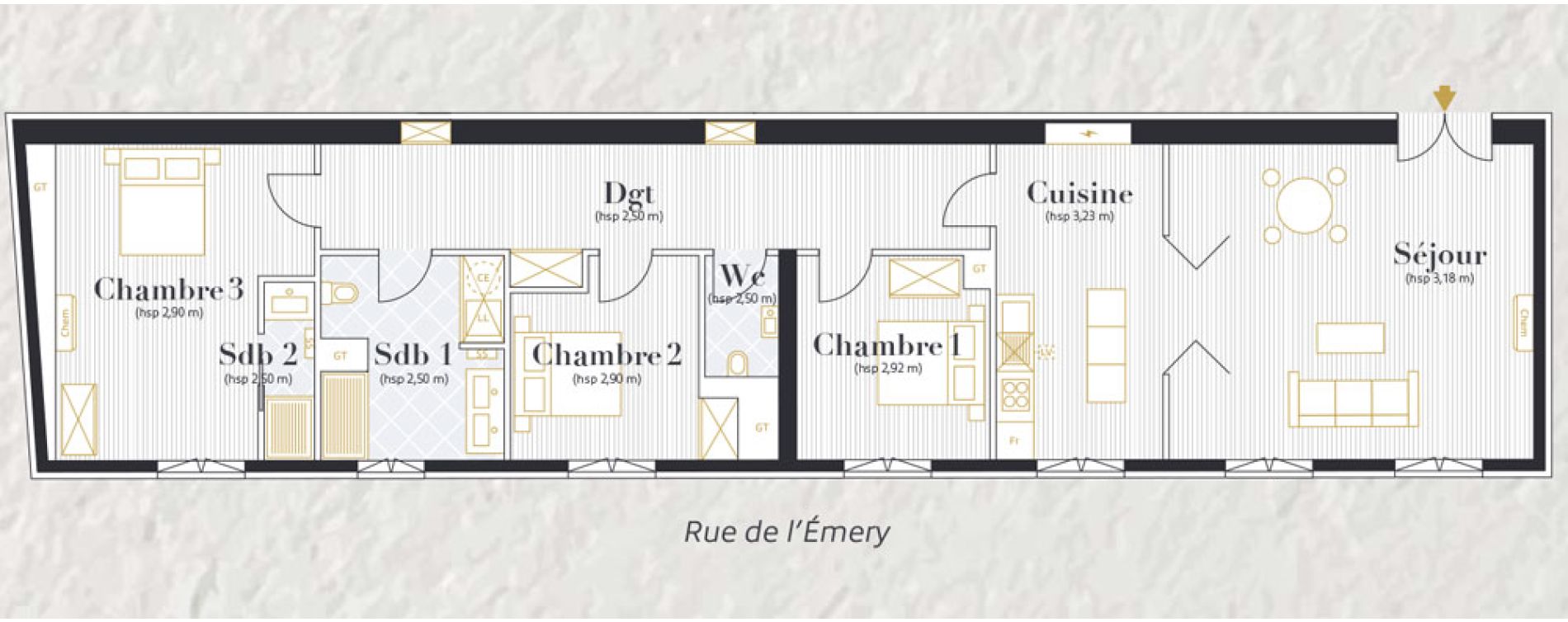Appartement T4 de 96,46 m2 &agrave; Nantes Decr&eacute; - cath&eacute;drale